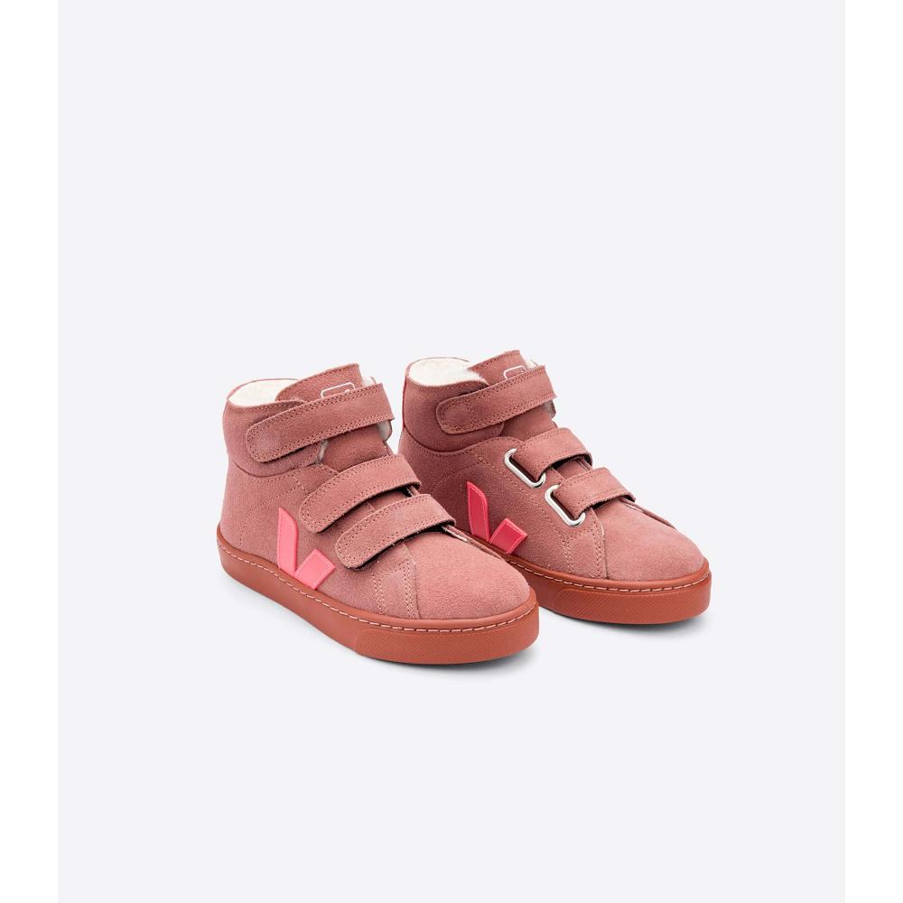 Red Kids' Veja ESPLAR MID FURED SUEDE Shoes | AU 763RVD